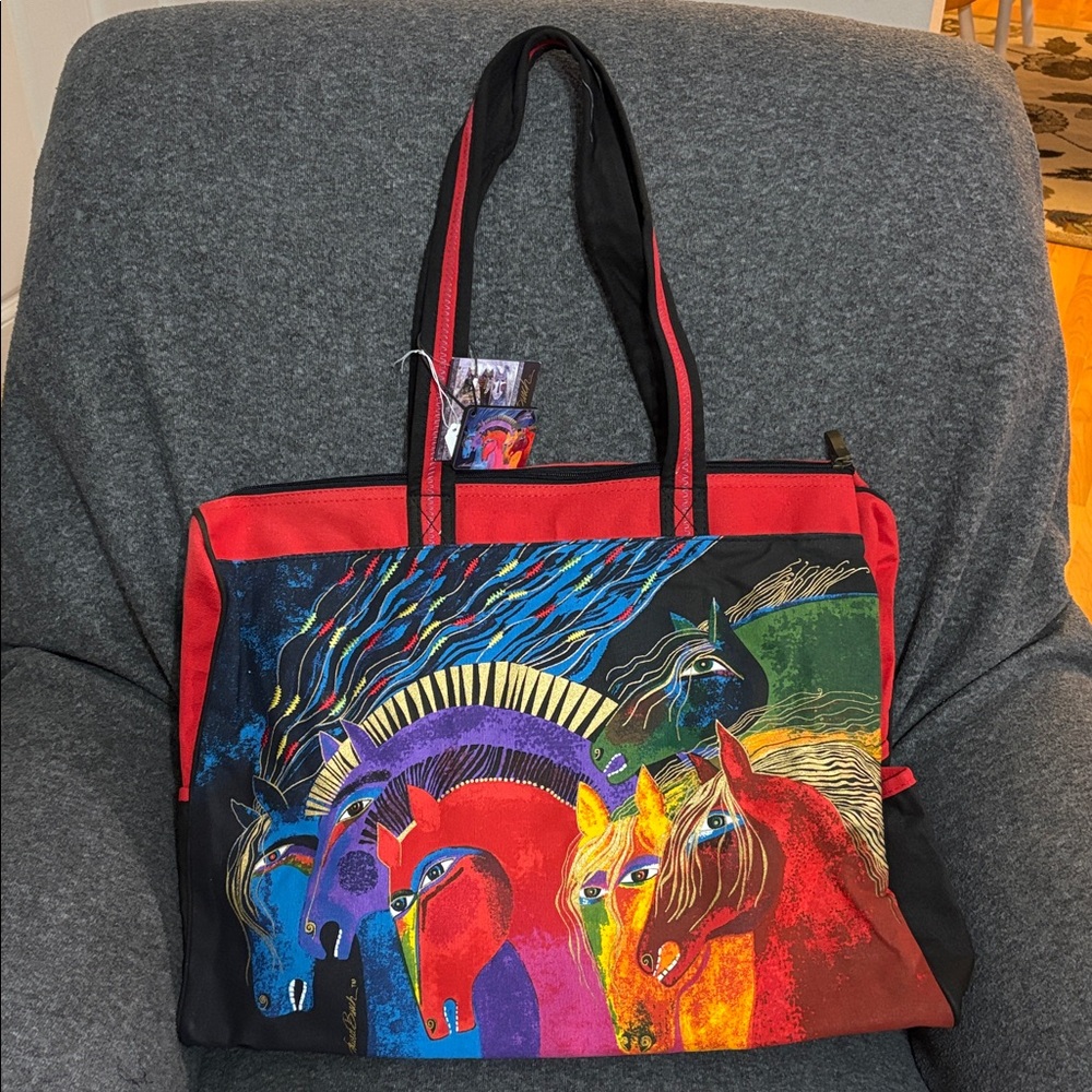 Laurel Burch Colorful Horse Tote Bag - Red, Black, Multicolor